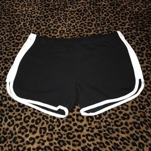 Black lounge shorts with white trim